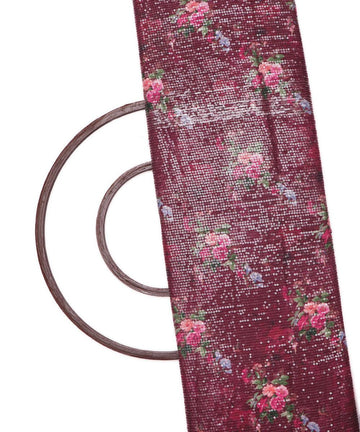 wine and pink floral digital print sequin embroidery modal satin fabric